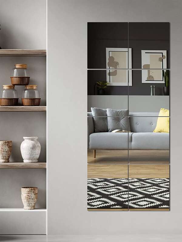 4 Stück/Set 20cm*20cm Acryl Spiegel Aufkleber für Badezimmer, Schlafzimmer, Wohnzimmer, Kleiderschrank, Heimdekoration, einfache Installation Toilettenaufkleber, Aufkleber, Wandtattoo, Vinyl Aufkleber für Heimdekoration, Frühlingsdekoration zum Auffrischen Ihres Zuhauses, Rama Dekorationsaufkleber