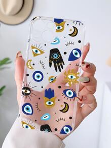 Evil Eye Pattern Clear Phone Case - Multicolor - View 2