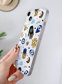Evil Eye Pattern Clear Phone Case - Multicolor - View 3