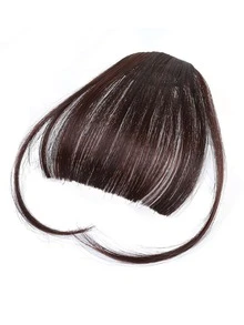 空氣瀏海深棕色瀏海夾,瀏海夾髮型加長薄瀏海夾短髮接髮,空氣瀏海流蘇附廟裡假髮女曲瀏海日常佩戴 - Dark Brown - 查看 4