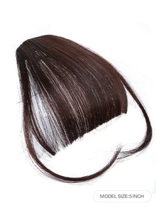 空氣瀏海深棕色瀏海夾,瀏海夾髮型加長薄瀏海夾短髮接髮,空氣瀏海流蘇附廟裡假髮女曲瀏海日常佩戴 - Dark Brown - 查看 2