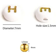 700金色顏色釘珠套裝,字母珠子和金色隔片珠子,適用於DIY手環項鍊工藝珠寶製作 - 金色 - 查看 4