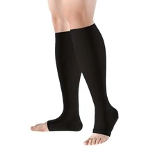 1双铜质压缩袜，1.5-2厘米（0.59-0.78英寸）汞柱，露趾，黑色，男女通用，适合孕妇、跑步、哺乳、体育运动和骑行。健身房配件 护膝 运动护膝 健身护膝 - 黑色 - 查看 2