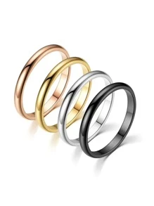 1個個性化和時尚的2mm實色平滑戒指(玫瑰金/黑色),供女性使用 - 2毫米 - 查看 5