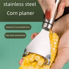 1pc Stainless Steel Corn Planer & Stripper, Kitchen Helper For Peeling Corn Kernels - Silver - View 1