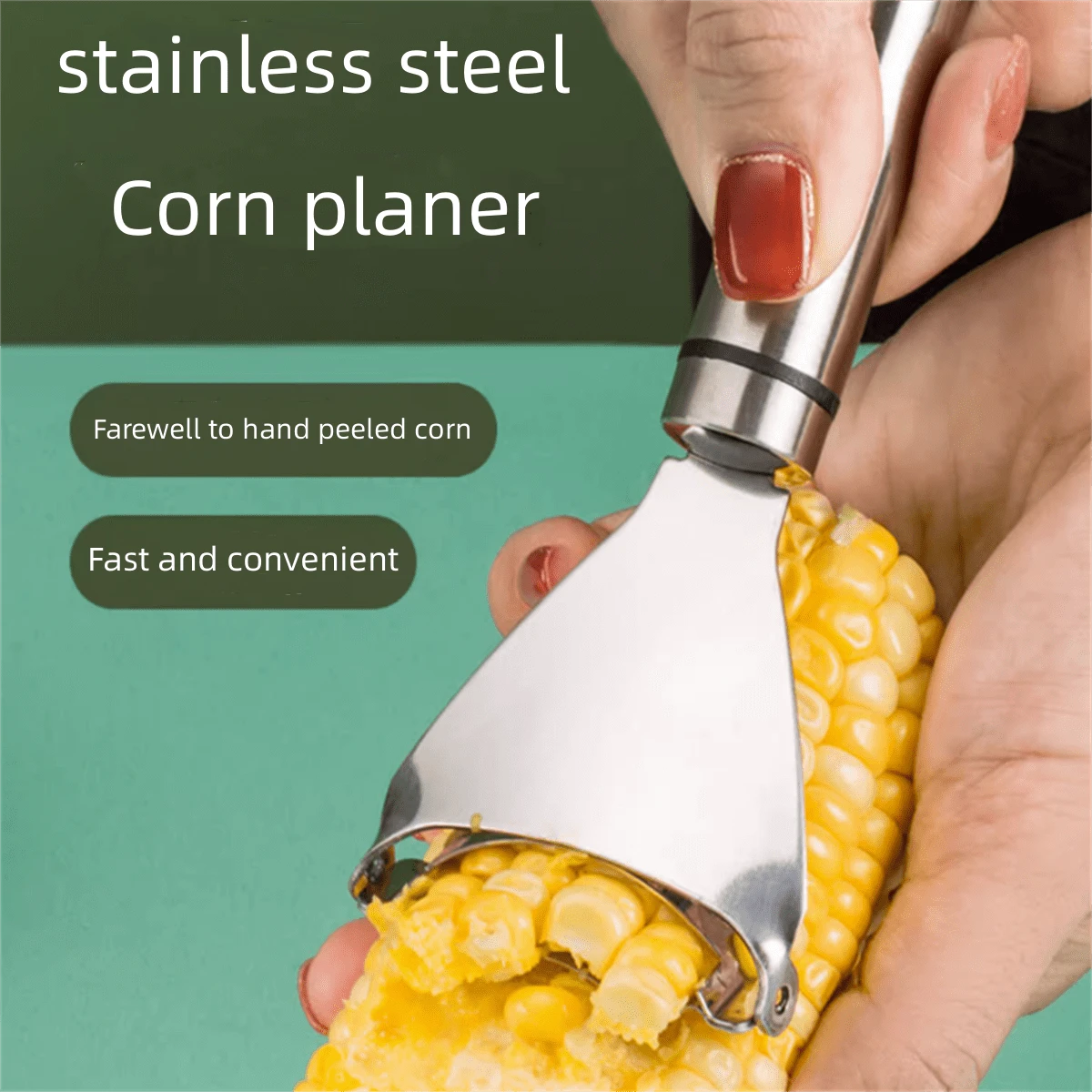 1pc Stainless Steel Corn Planer & Stripper, Kitchen Helper For Peeling Corn Kernels - Silver - View 1