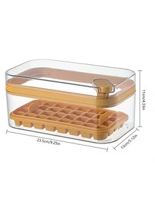 矽膠冰模套裝立方體託盤球32格子帶收納盒製作適用於家用的派對廚房配件工具 - 黃色 - 查看 2