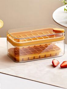 矽膠冰模套裝立方體託盤球32格子帶收納盒製作適用於家用的派對廚房配件工具 - 黃色 - 查看 5