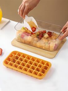 矽膠冰模套裝立方體託盤球32格子帶收納盒製作適用於家用的派對廚房配件工具 - 黃色 - 查看 4