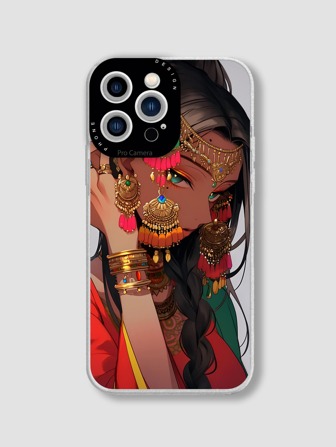 1pc Girl Printed Tpu Phone Case Compatible With IPhone