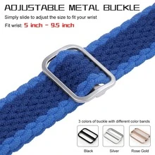 GWENLAND 编织弹力单圈表带，兼容 表带 38 毫米 40 毫米 41 毫米 42 毫米 44 毫米 45 毫米 49 毫米，男女皆宜，尼龙弹性表带，腕带兼容 Series 8 7 6 SE 5 4 3 2 1 Ultra - 黑色 - 查看 3