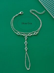 1pc Fashionable Glass Teardrop & Multilayered Unique Lady Party Joint Ring Bracelet For Holiday Events