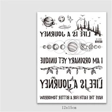 6pcs/set Temporary Tattoo Sticker With English Letters, Inspirational And Positive Words, Suitable For Adult Men And Women, Neck Tattoo Decal - Black - View 2