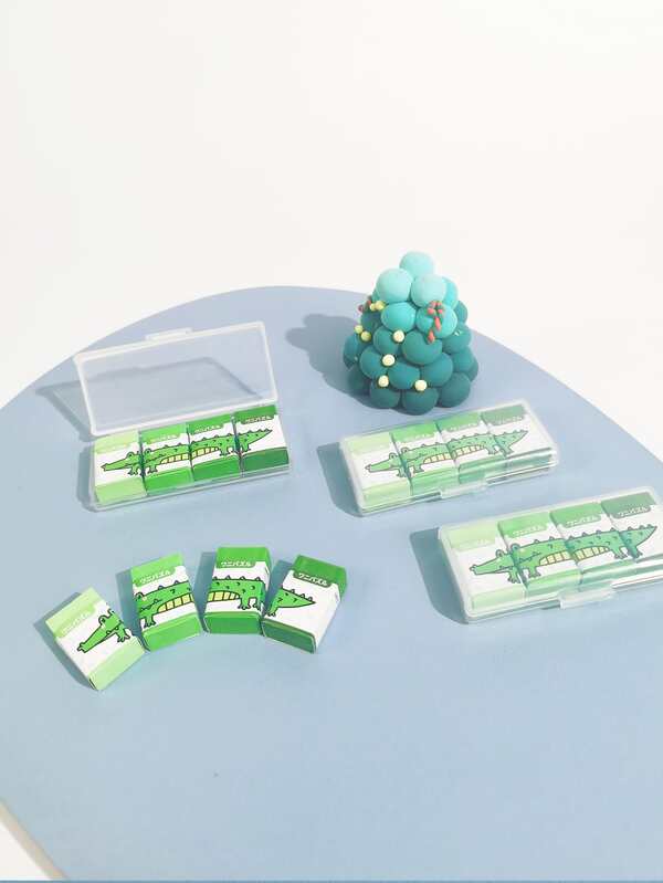 4 Boxes Crocodile Pattern Erasers SHEIN USA