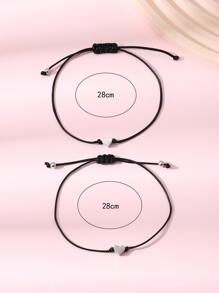 2pcs Couple / Best Friend Matching Daily Wear Elastic Bracelet - Multicolor - View 3