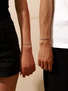 2pcs Couple / Best Friend Matching Daily Wear Elastic Bracelet - Multicolor - View 1