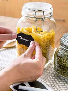 D219 Blackboard Label Stickers 5pcs + White Chalk Pen - Black - View 4