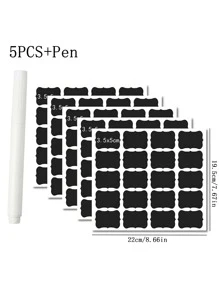 D219 Blackboard Label Stickers 5pcs + White Chalk Pen - Black - View 2