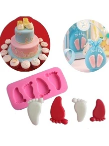 1 pieza Bebé pie en forma de Molde de silicona para horneando Decoración - Rosa - Ver 4