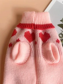 Valentine's Day Pet Sweater With Heart And Bone Pattern