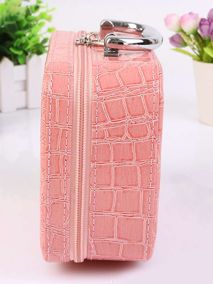 New Crocodile Pattern Cosmetic Bag Makeup Bag - Pink - View 6