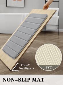 3件套记忆海绵条纹浴室垫套装，包括防滑吸水浴室垫和柔软速干浴室地毯，家居浴室装饰地毯户外地毯门垫夏季浴室配件 - 淺灰色 - 查看 3