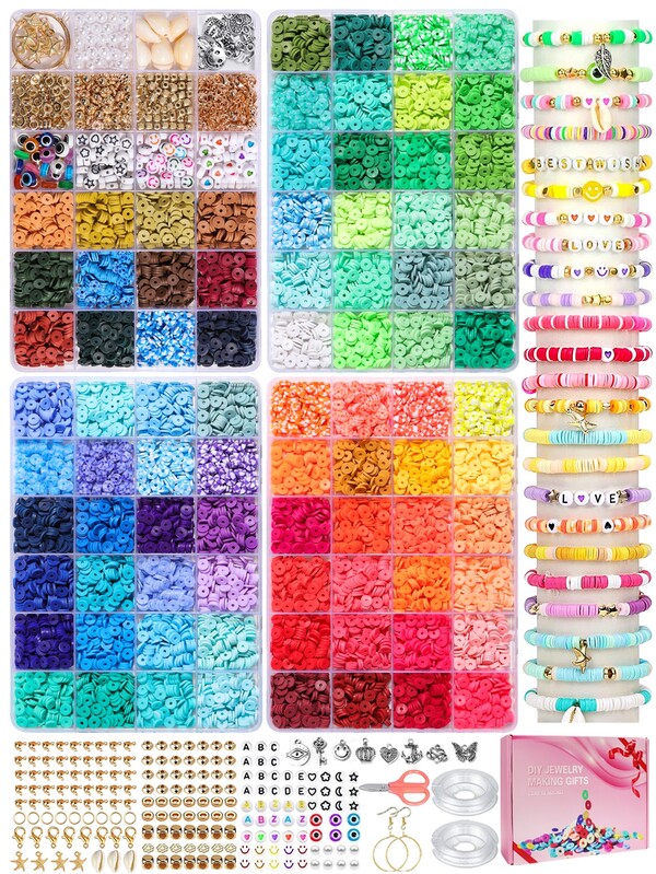 84color Modeling Clay Beads Kit With Alphabet Letter Beads, Shell