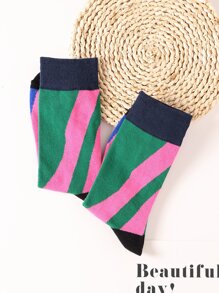 Tất cổ tròn phối màu, mùa thu - Nhiều màu - Xem 4