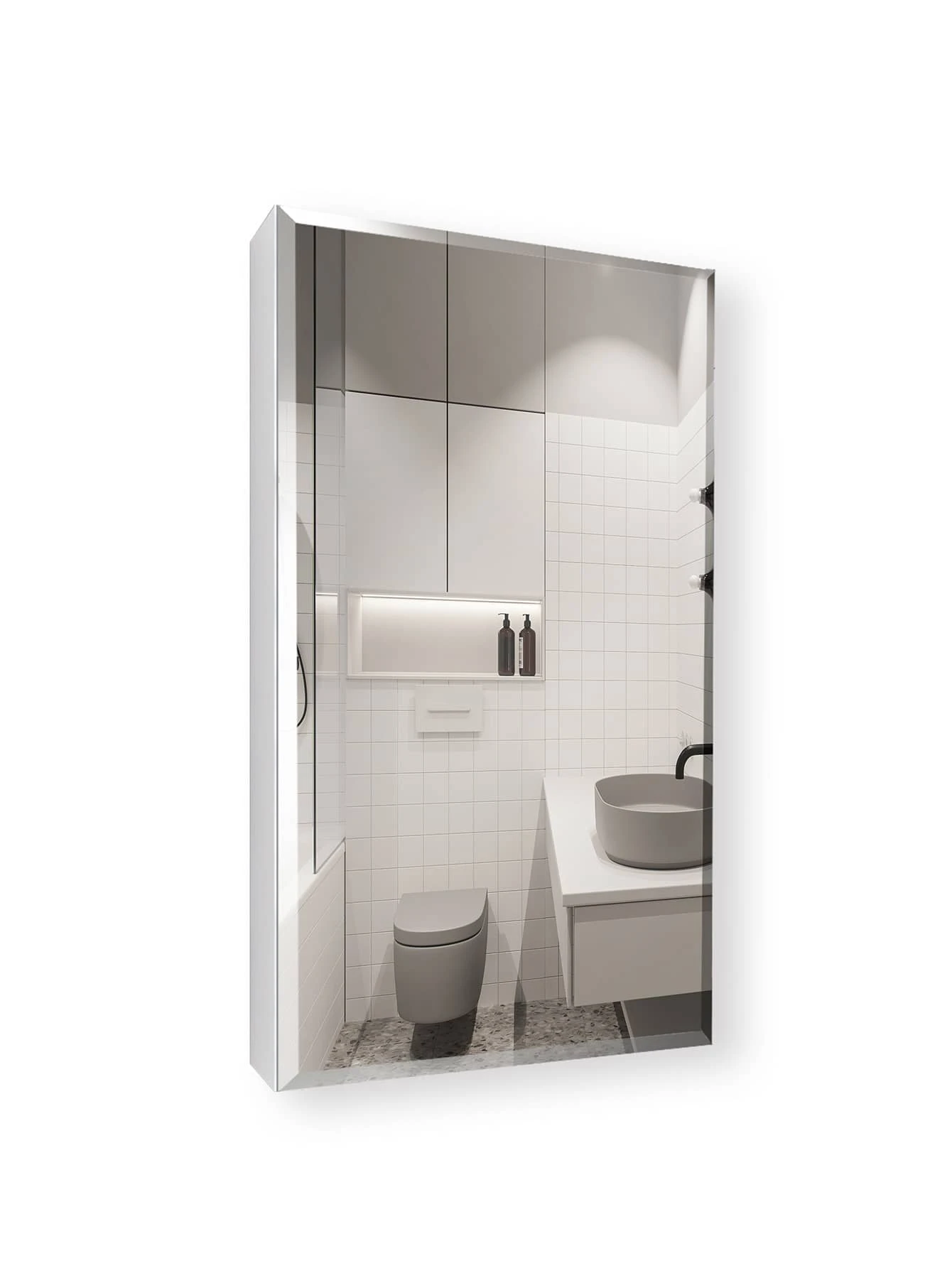 3-Tier Adjustable Shelves Bathroom Medicine Cabinet with Mirror 15x26 ...