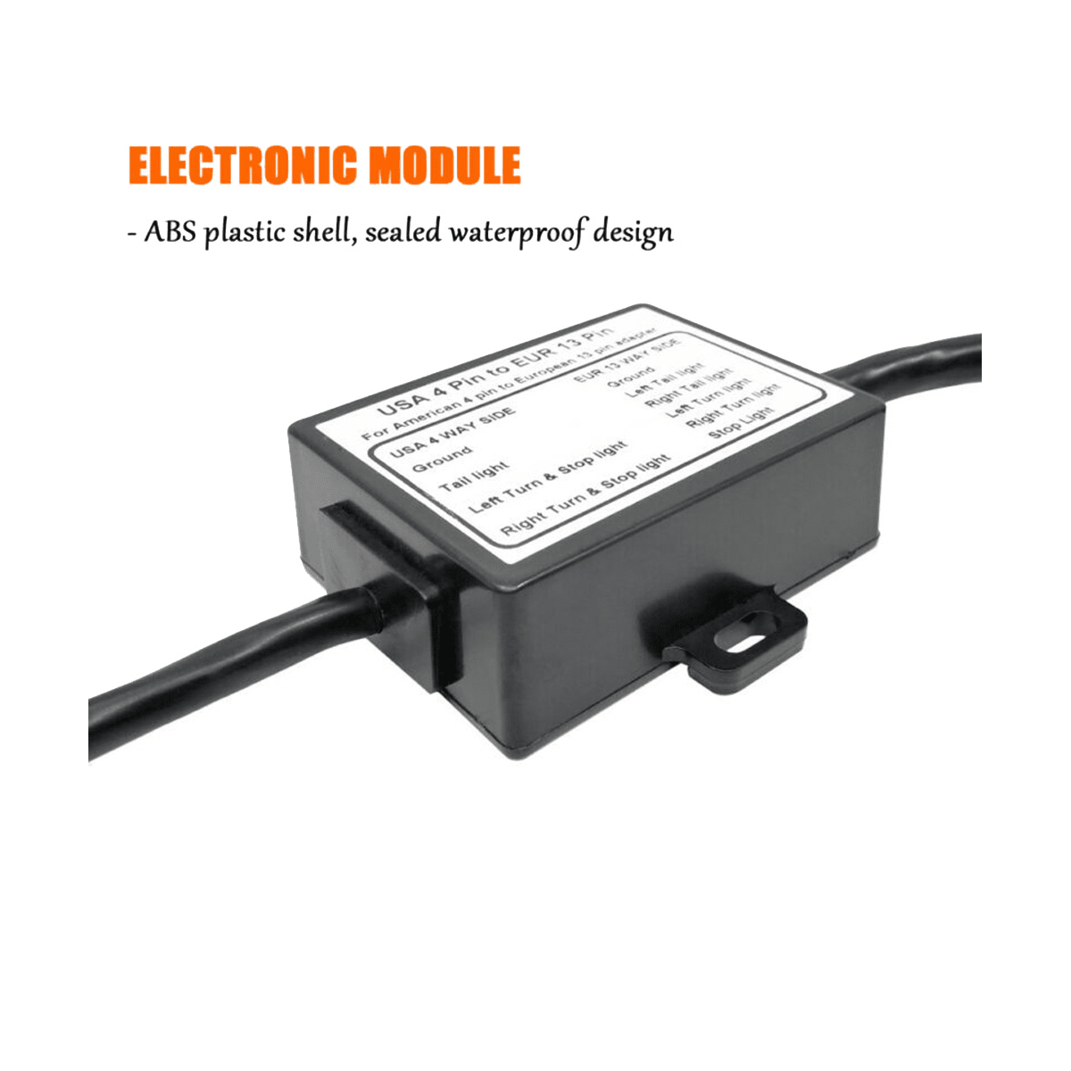 Trailer Connector USA 4Pin Flat Plug to European 7Pin Connector
