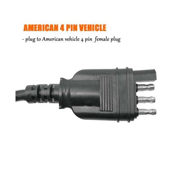 Trailer Connector USA 4Pin Flat Plug to European 7Pin Connector