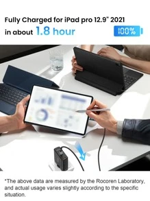 Rocoren 100W 2m Aluminum Alloy Digital Display Fast Charging Data Cable - Grey - View 5