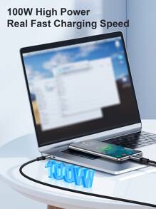 Rocoren 100W 2m Aluminum Alloy Digital Display Fast Charging Data Cable - Grey - View 2