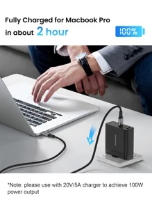 Rocoren 100W 2m Aluminum Alloy Digital Display Fast Charging Data Cable - Grey - View 4