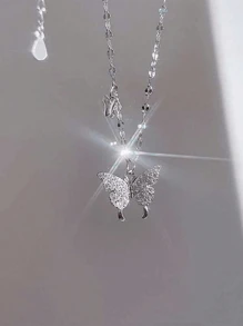 1 Miếng Hàng Mới Đúng mốt Mặt dây chuyền con bướm Dây chuyền Với Pha lê trong suốt Đối với Của phụ nữ Phụ kiện , Qủa tặng - Bạc - Xem 4