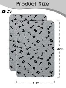 2 Miếng In Chân & Khúc xương Hình dạng Siêu hấp thụ Thú cưng Chó Tấm lót , Với Không trượt & Chống rò rỉ Thiết kế - Xám - Xem 4