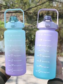 1PC 2000ML/64OZ Water Bottle With Straw, Cute Motivational Water Bottle With Time Marker, Leak-Proof Water Bottle, For Office School, Gym And Workout - Cadet Blue - View 4
