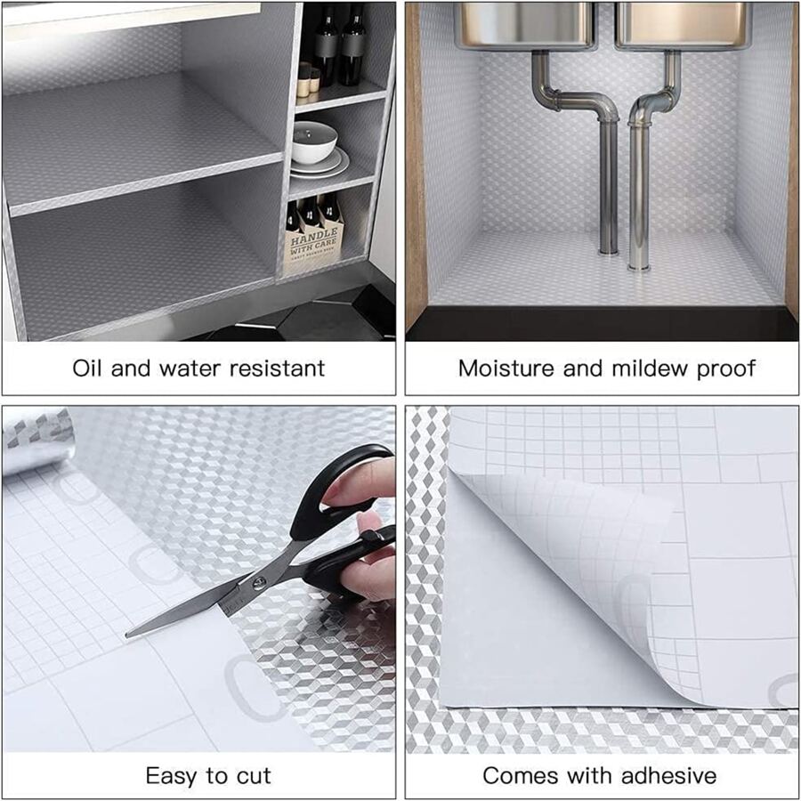 1 Roll Kitchen Backsplash Sticker, 16ft/10ft/3ft , Self Adhesive Drawer Liner Peel And Stick