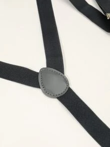 2 件男童纯色吊带和领结 - 深灰色 - 查看 3