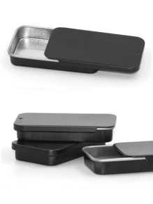 Mini Push-Pull Lid Balm Box Portable Metal Small Box Slide Lid Small Pill Box Memory Card Storage Small Iron Box - Black - View 5