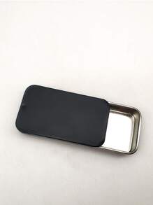 Mini Push-Pull Lid Balm Box Portable Metal Small Box Slide Lid Small Pill Box Memory Card Storage Small Iron Box - Black - View 2