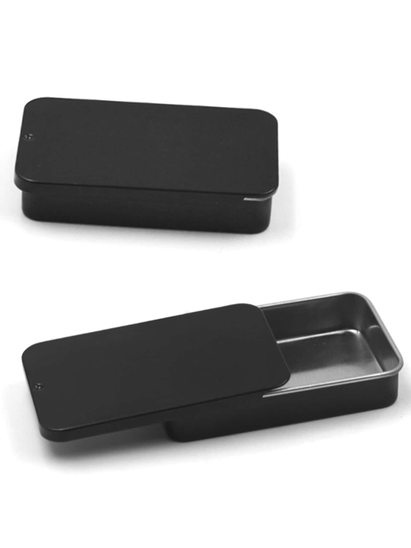 Mini Push-Pull Lid Balm Box Portable Metal Small Box Slide Lid Small Pill Box Memory Card Storage Small Iron Box - Black - View 1