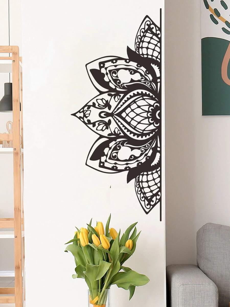 曼陀羅印花牆貼 - 黑色 - 查看 1