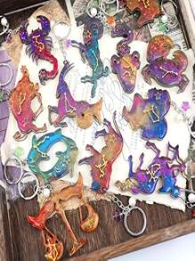 2pcs/Set 12 Constellations & Animals Shaped Silicone Resin Molds, Unique Epoxy Resin Casting Molds For Diy Jewelry Pendant, Earrings, Necklace, Art Crafts And Keychain Festival Decoration