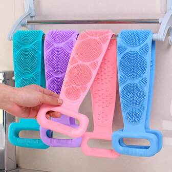 1 pieza unicolor exfoliante Toalla de baño con Cepillo de masaje , fácil a limpio , de silicona Toalla de baño