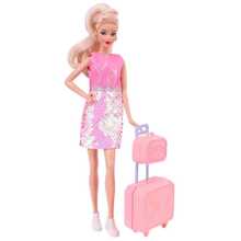 Mala de Brinquedo para Boneca, Mala de Viagem em Miniatura com Rodas (Cor Aleatória, Boneca não Incluída) - Multicolorido - Visão 9