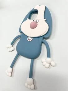 Cartoon Cute Long-Legged Rabbit Myna Design Silicone Phone Case Compatible With IPhone 12 Pro Max/14/11/13 Pro Max - Blue - View 2