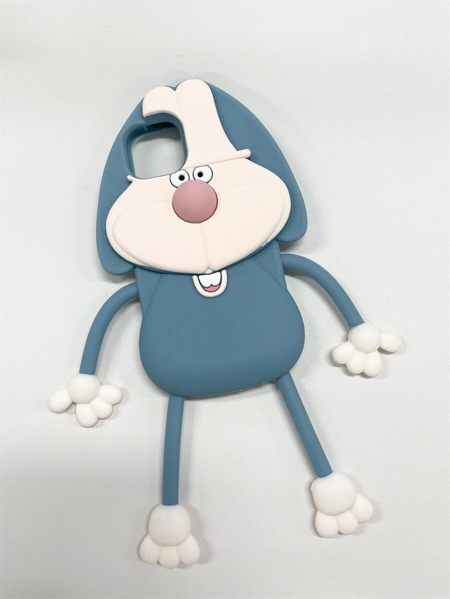 Cartoon Cute Long-Legged Rabbit Myna Design Silicone Phone Case Compatible With IPhone 12 Pro Max/14/11/13 Pro Max - Blue - View 1