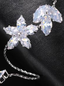 Rhinestone Decor Bridal Bracelet Elegant Party - Silver - View 2