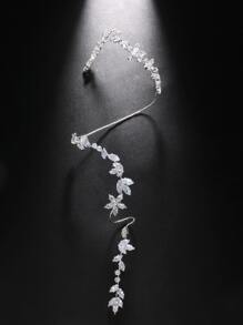 Rhinestone Decor Bridal Bracelet Elegant Party - Silver - View 3